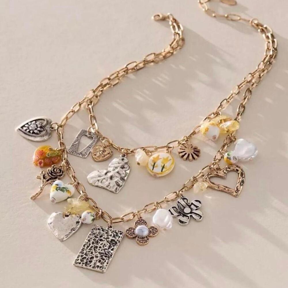 Fp double stranded charm necklace